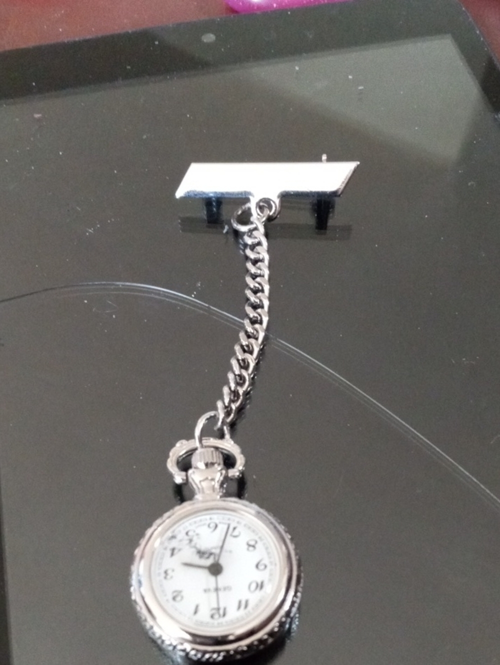 $5>>Silver Nurse Fob Pocket Watch – Classic White Dial